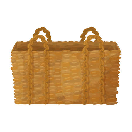 Wicker basket vector icon.Cartoon vector icon isolated on white background wicker basket.のイラスト素材