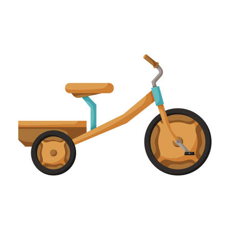 Child bicycle isolated cartoon icon. Vector illustration children bike on white background. Vector cartoon icon child bicycle.のイラスト素材