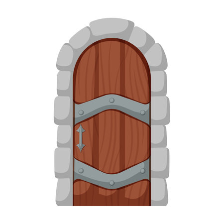 Medieval door vector cartoon icon. Vector illustration castle doors on white background. Isolated cartoon illustration icon medieval door.のイラスト素材