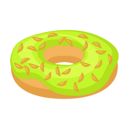 Doughnut cartoon vector illustration of icon.Isolated illustration cartoon of donut on white background. Vector icon of chocolate doughnut.のイラスト素材