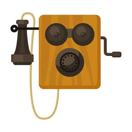 Retro phone vector icon.Cartoon vector icon isolated on white background retro phone.のイラスト素材