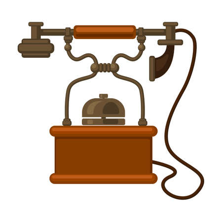 Retro phone vector icon.Cartoon vector icon isolated on white background retro phone.のイラスト素材