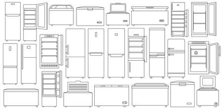 Freezer vector outline set icon. Vector illustration fridge on white background. Isolated outline set icon freezer .のイラスト素材
