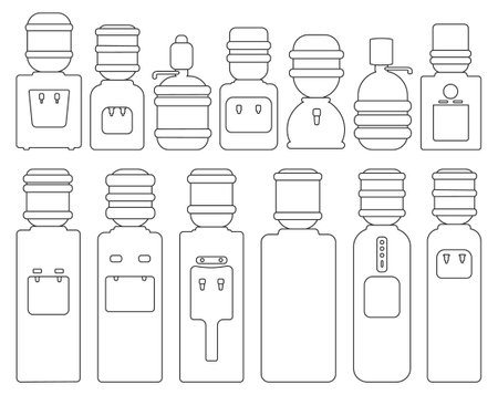 Water cooler vector outline set icon. Vector illustration bottle on white background. Isolated outline set icon water cooler.のイラスト素材