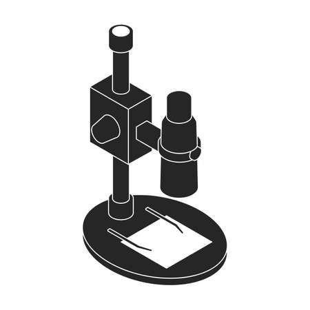 Microscope of lab vector black icon. Vector illustration microscope on white background. Isolated black illustration icon of lab equipment.のイラスト素材