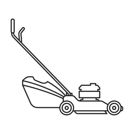 Lawn mower vector outline icon. Vector illustration lawnmower on white background. Isolated outline illustration icon of lawn mower .のイラスト素材
