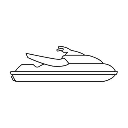 Jet ski vector outline icon. Vector illustration jetski on white background. Isolated outline illustration icon of jet ski .