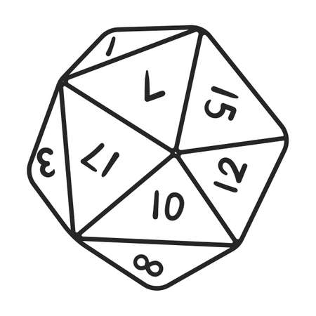 Dice vector outline icon. Vector illustration cube game on white background. Isolated outline illustration icon of dice .のイラスト素材