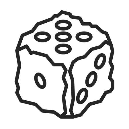 Dice vector outline icon. Vector illustration cube game on white background. Isolated outline illustration icon of dice .のイラスト素材