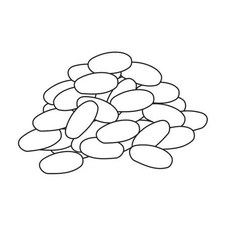 Cocoa bean vector outline icon. Vector illustration cacao on white background. Isolated outline illustration icon of cocoa bean .のイラスト素材