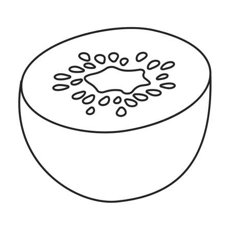 Kiwi fruit vector outline icon. Vector illustration kiwifruit on white background. Isolated outline illustration icon of kiwi fruit .のイラスト素材
