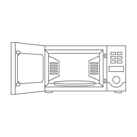 Microwave vector outline icon. Vector illustration oven kitchen on white background. Isolated outline illustration icon of microwave .のイラスト素材