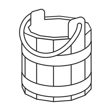 Wooden bucket vector icon.Outline vector icon isolated on white background wooden bucket.のイラスト素材