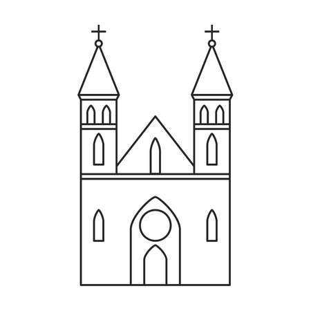 Church vector outline icon. Vector illustration building on white background. Isolated outline illustration icon of church.のイラスト素材