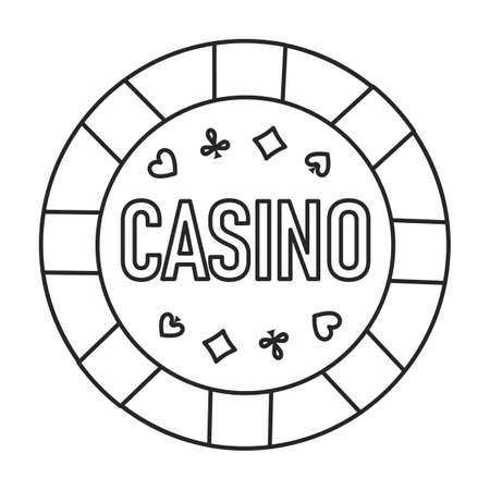 Chip casino vector outline icon. Vector illustration stack on white background. Isolated outline illustration icon of chip casino.のイラスト素材