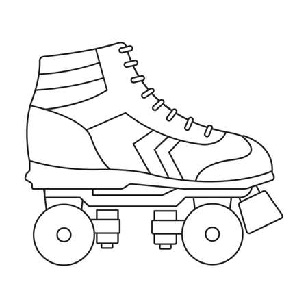Skate roller vector outline icon. Vector illustration rollerskate on white background. Is olated outline illustration icon of skate roller.のイラスト素材