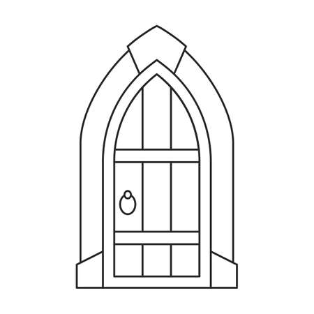 Door medieval vector outline icon. Vector illustration doors castle on white background. Isolated outline illustration icon of door medieval .のイラスト素材