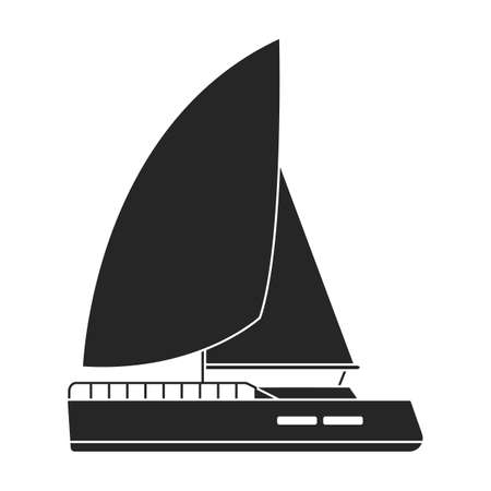 Sail yacht vector icon.Black vector icon isolated on white background sail yacht.のイラスト素材