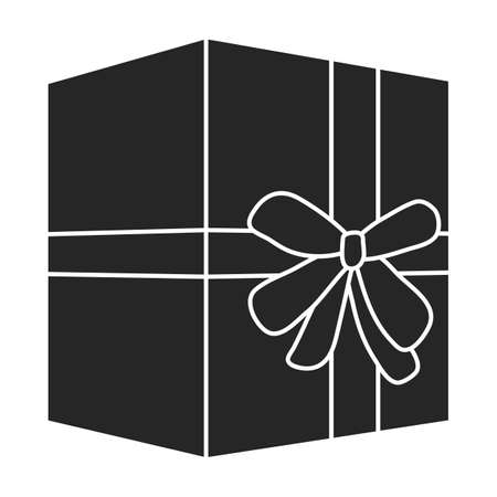 Giftbox black vector of icon.Isolated illustration black of box gift on white background.Vector icon of giftbox for present .のイラスト素材