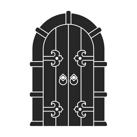 Medieval door vector black icon. Vector illustration castle doors on white background. Isolated black illustration icon medieval door.のイラスト素材