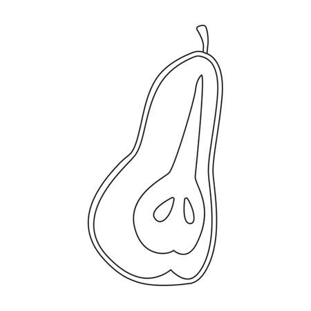 Pear vector icon.Outline vector icon isolated on white background pear.のイラスト素材