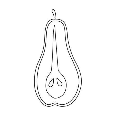 Pear vector icon.Outline vector icon isolated on white background pear.のイラスト素材