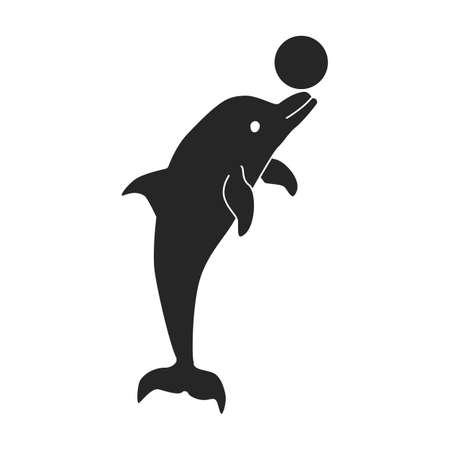 Dolphin vector icon.Black vector icon isolated on white background dolphin.のイラスト素材