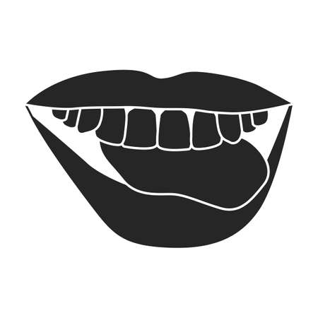 Female lip vector icon.Black vector icon isolated on white background female lip.のイラスト素材