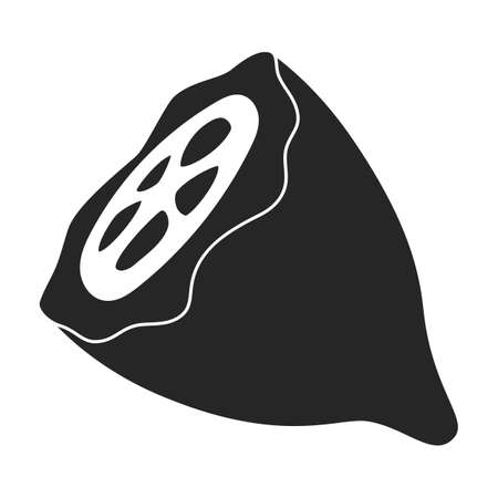 Cocoa bean isolated black illustration icon. Vector illustration chocolate fruit on white background. Vector black icon cocoa bean.のイラスト素材