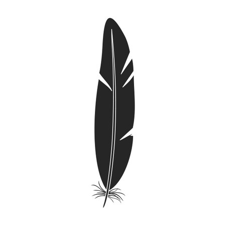 Feather of bird black vector icon.Black vector illustration watercolor of pen. Isolated illustration of feather of bird icon on white background.のイラスト素材
