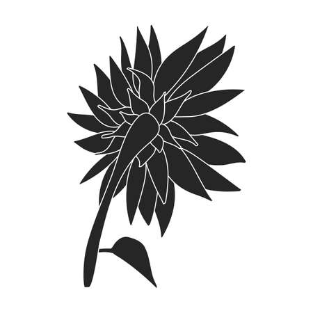 Sunflower vector icon.Black vector icon isolated on white background sunflower.のイラスト素材