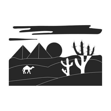 Desert vector icon.Blac vecktor icon isolated on white background desert.のイラスト素材