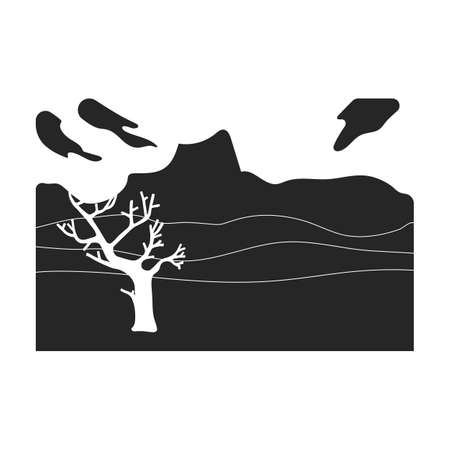 Desert vector icon.Blac vecktor icon isolated on white background desert.のイラスト素材