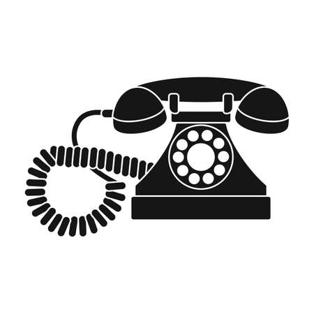 Retro phone vector icon.Black vector icon isolated on white background retro phone.のイラスト素材