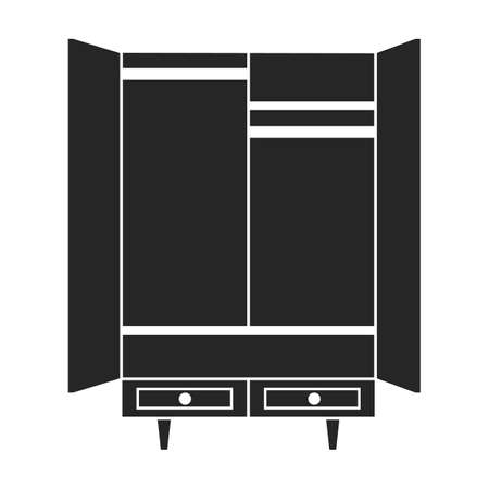Cupboard vector icon.Black vector icon isolated on white background cupboard.のイラスト素材