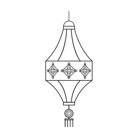 Lantern of chinese outline vector icon.Outline vector illustration red lamp. Isolated illustration of red lantern chinese icon on white background.のイラスト素材