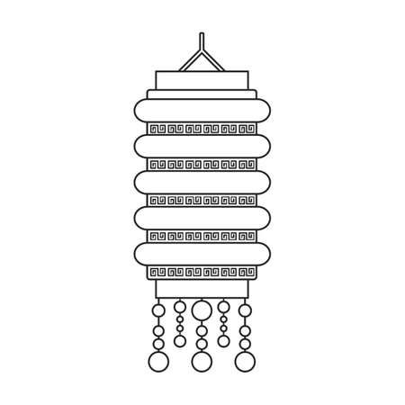 Lantern of chinese outline vector icon.Outline vector illustration red lamp. Isolated illustration of red lantern chinese icon on white background.のイラスト素材