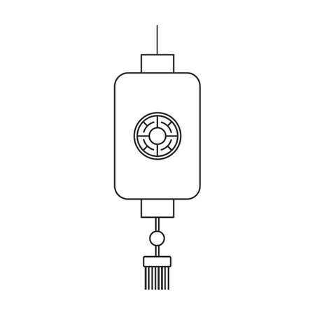 Lantern of chinese outline vector icon.Outline vector illustration red lamp. Isolated illustration of red lantern chinese icon on white background.のイラスト素材