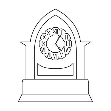 Antique clock isolated outline icon. Vector illustration old watch on white background. Vector outline illustration icon antique clock.のイラスト素材