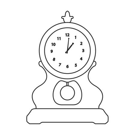 Antique clock isolated outline icon. Vector illustration old watch on white background. Vector outline illustration icon antique clock.のイラスト素材