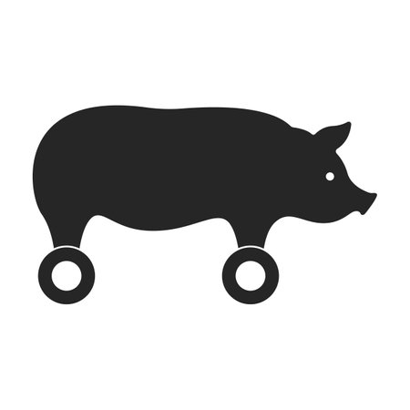Wooden pig vector icon.Black vector icon isolated on white background wooden pig.のイラスト素材