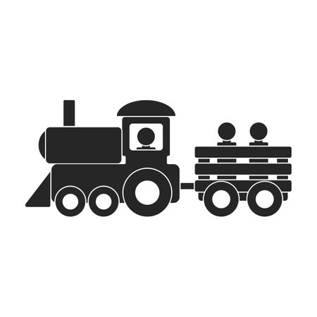 Wooden train vector icon.Black vector icon isolated on white background wooden train.のイラスト素材