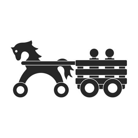 Wooden toy vector icon.Black vector icon isolated on white background wooden toy.のイラスト素材