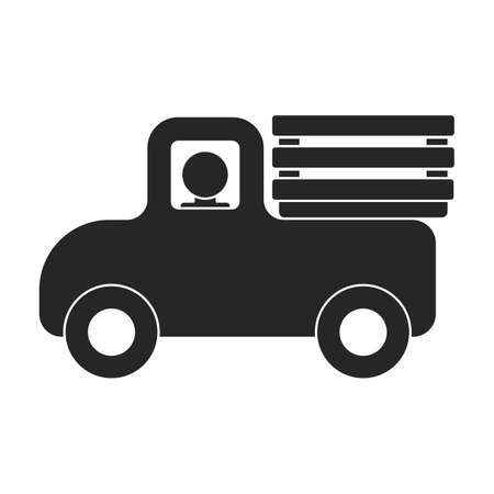 Wood car vector icon.Black vector icon isolated on white background wood car.のイラスト素材