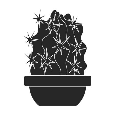 Houseplant cacti vector black icon. Vector illustration cactus on white background. Isolated black illustration icon houseplant cacti.のイラスト素材