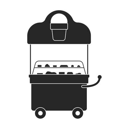 Food trailer vector icon.Black vector icon isolated on white background food trailer.のイラスト素材
