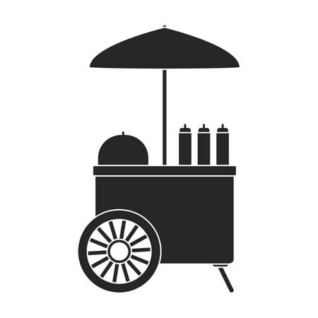 Food trailer vector icon.Black vector icon isolated on white background food trailer.のイラスト素材