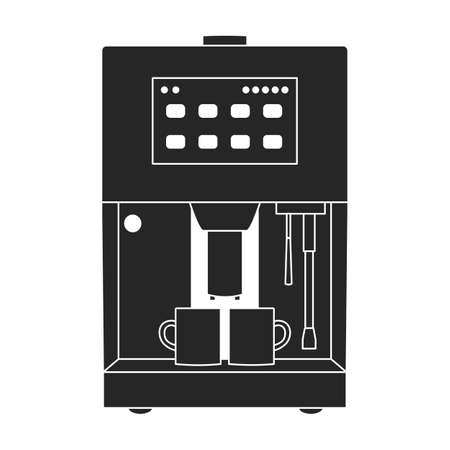 Coffee machine vector black icon.Isolated illustration black icon maker espresso. Vector illustration coffee machine on white background.のイラスト素材