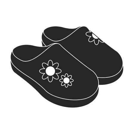 Slippers vector icon.Black vector icon isolated on white background slippers.のイラスト素材