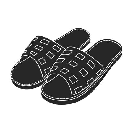 Slippers vector icon.Black vector icon isolated on white background slippers.のイラスト素材